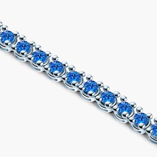 Naszyjnik tenisowy Luminy 3,8mm: białe złoto, niebieskie szafiry